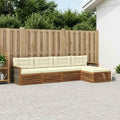 Conjunto de sofás de exterior con cojín 5 pcs Natural y Crema