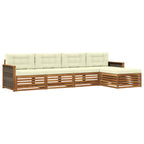 Conjunto de sofás de exterior con cojín 5 pcs Natural y Crema