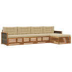 Conjunto de sofás de exterior con cojín 5 pcs Natural y Beige