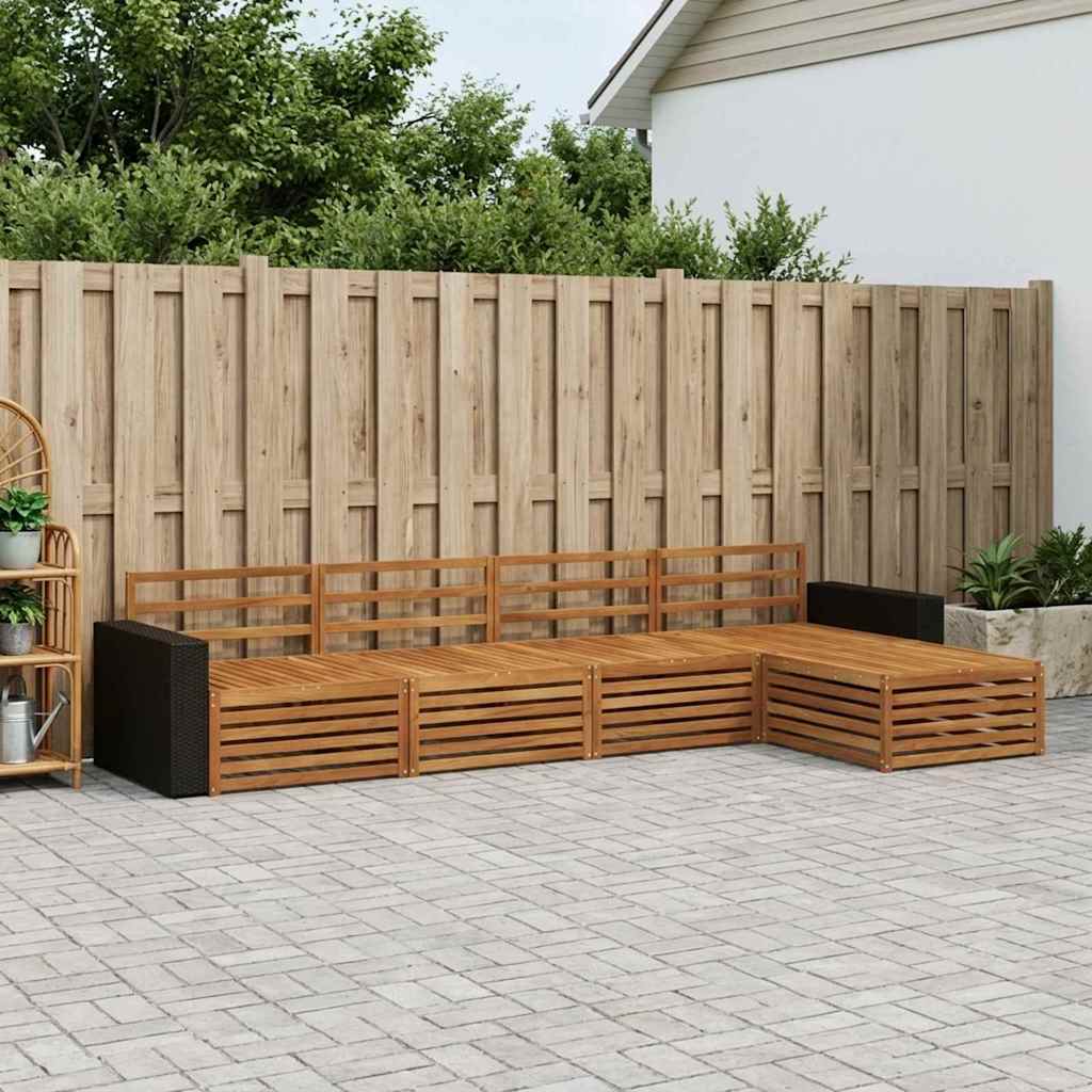 Conjunto de sofás de exterior 5 pcs Natural