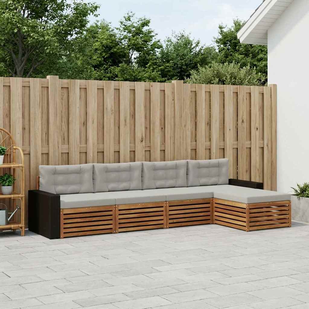 Conjunto de sofás de exterior 5 pcs Natural y Gris Claro