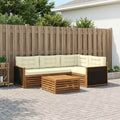 Conjunto de sofás de exterior 5 pcs Natural y Crema