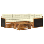 Conjunto de sofás de exterior 5 pcs Natural y Crema