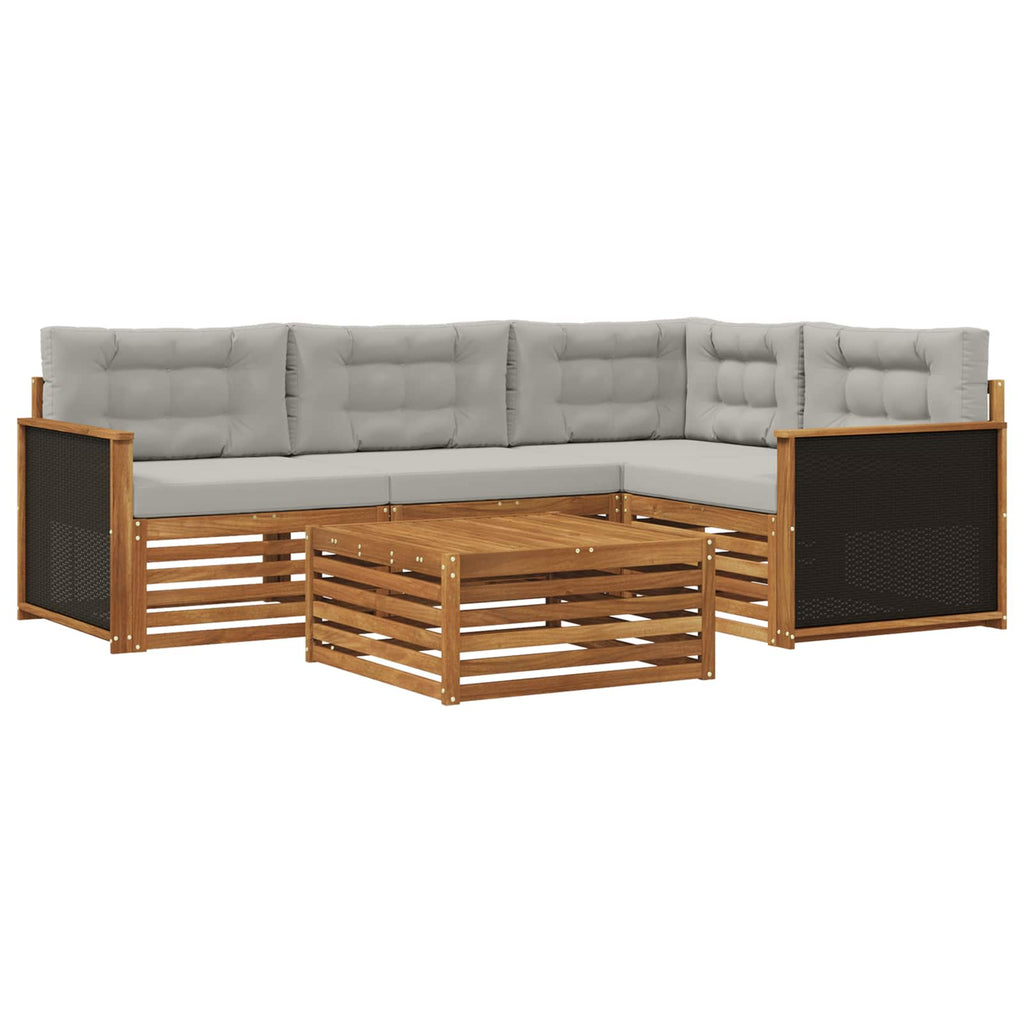 Conjunto de sofás de exterior 5 pcs Natural y Gris Claro