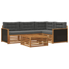 Conjunto de sofás de exterior 5 pcs Natural y Antracita