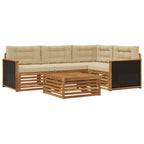 Conjunto de sofás de exterior 5 pcs Natural y Beige
