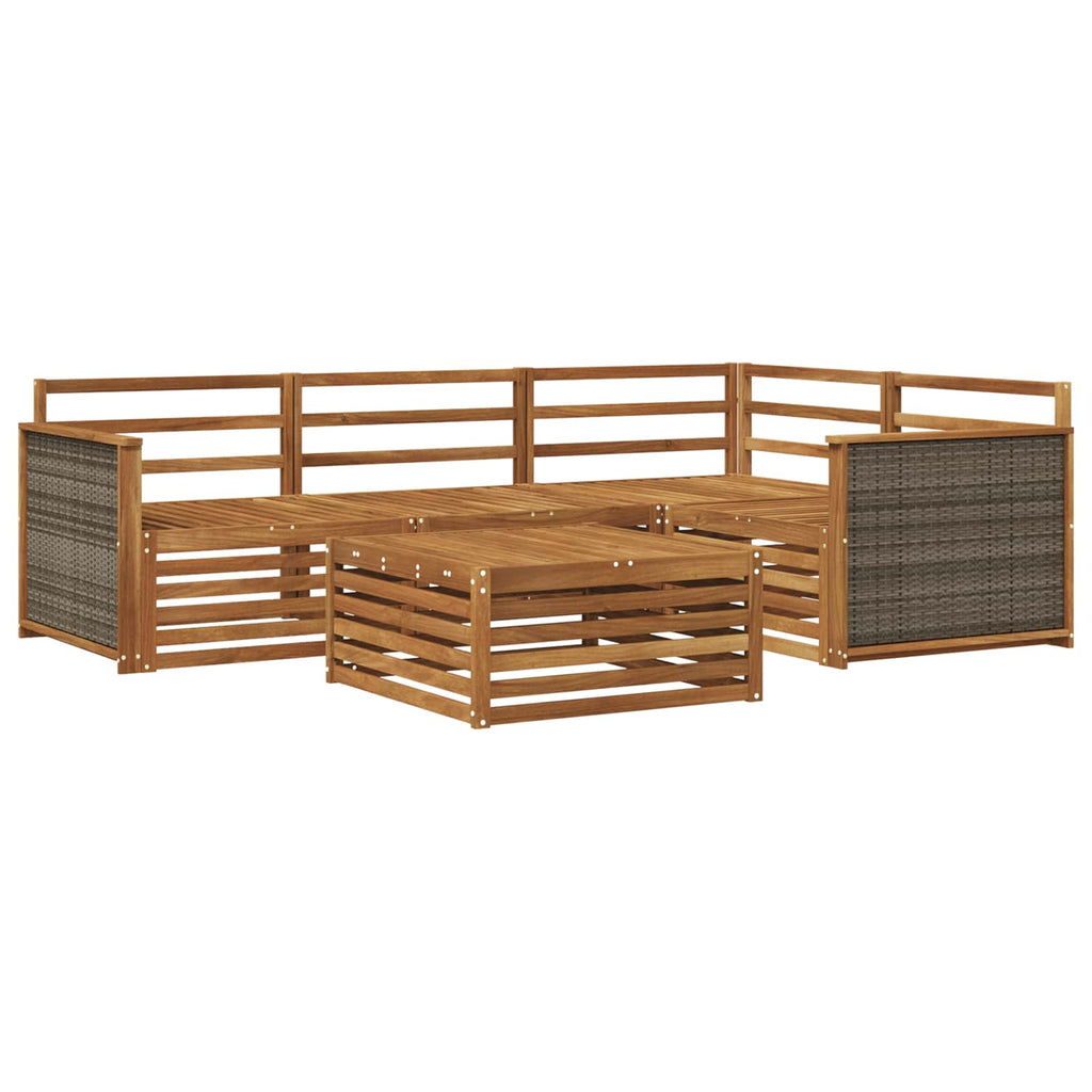 Conjunto de sofás de exterior 5 pcs Natural