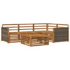 Conjunto de sofás de exterior 5 pcs Natural
