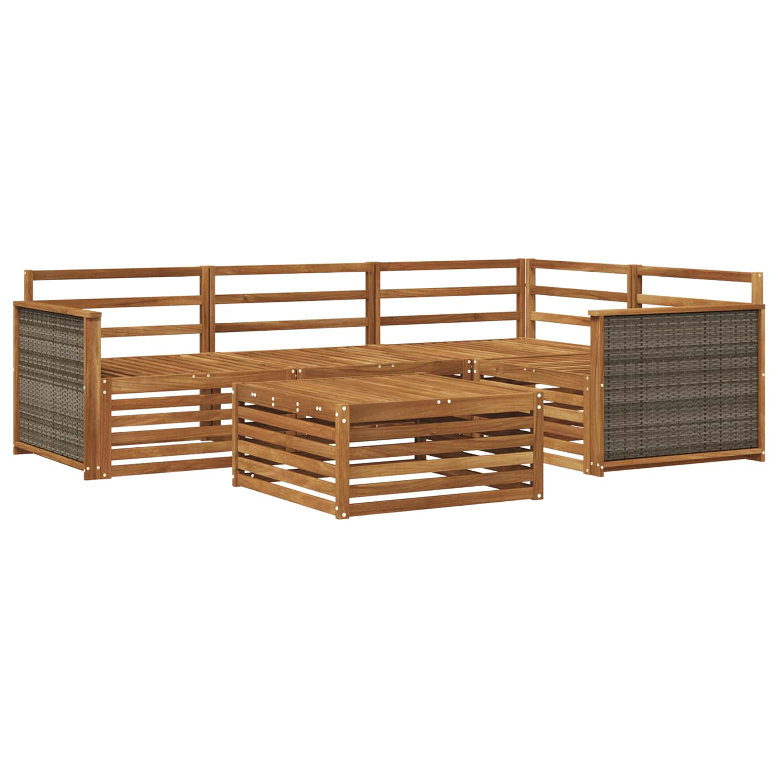 Conjunto de sofás de exterior 5 pcs Natural