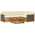 Conjunto de sofás de exterior con cojín 5 pcs Natural y Crema