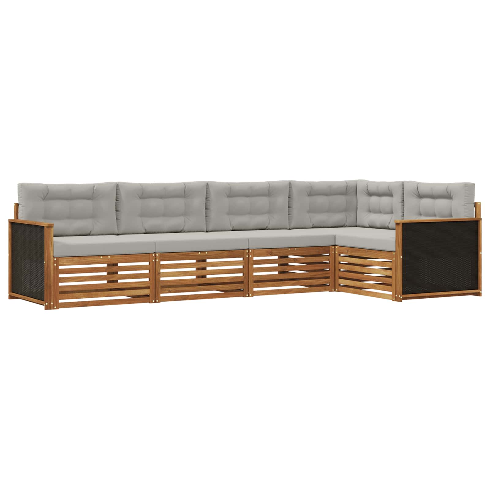 Conjunto de sofás de exterior 5 pcs Natural y Gris Claro