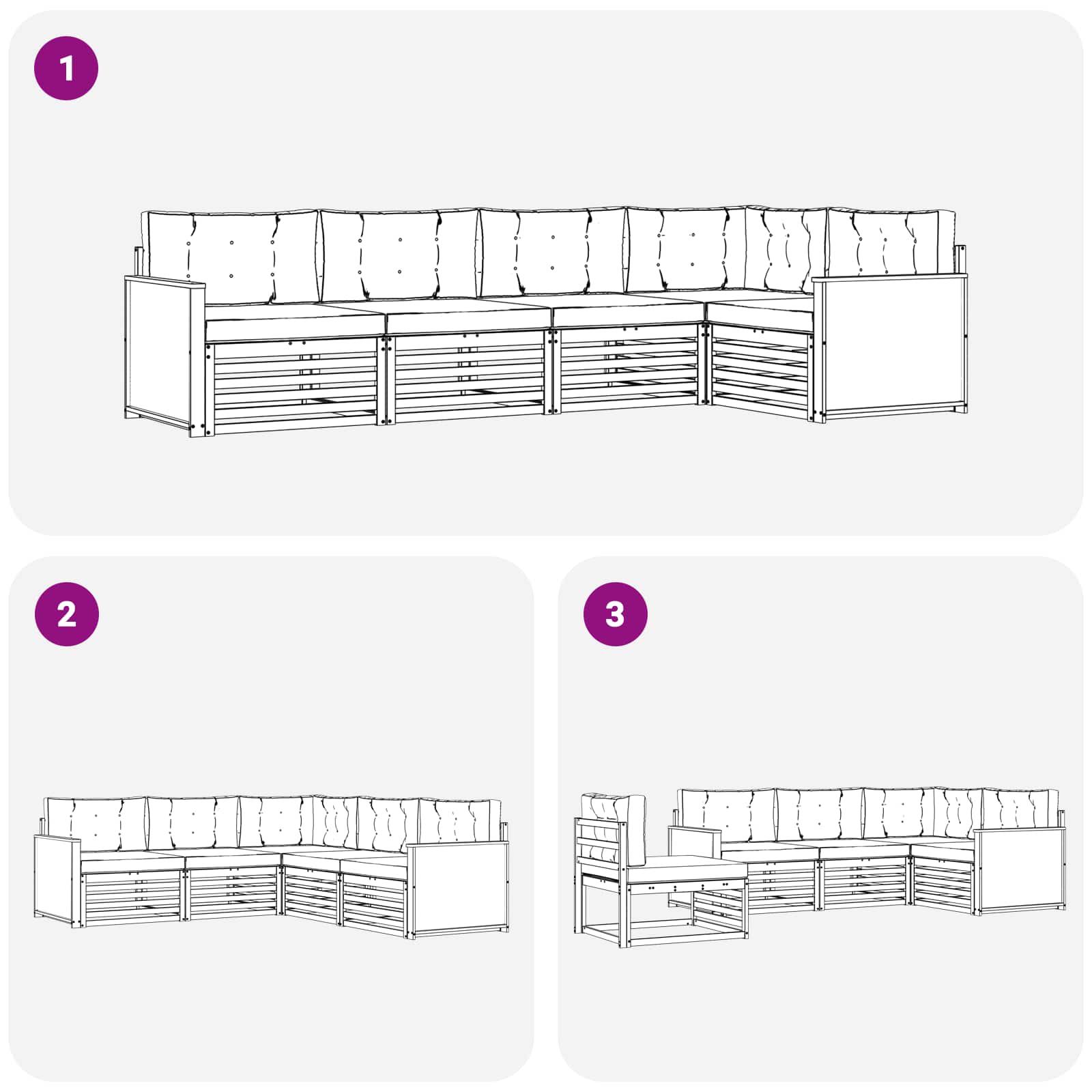 Conjunto de sofás de exterior 5 pcs Natural y Gris Claro