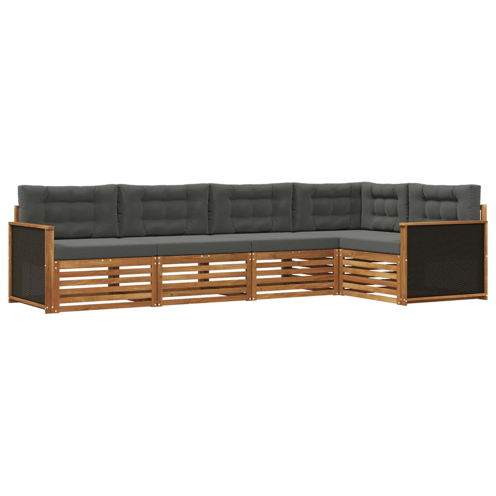 Conjunto de sofás de exterior 5 pcs Natural y Antracita