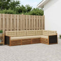 Conjunto de sofás de exterior 5 pcs Natural y Beige