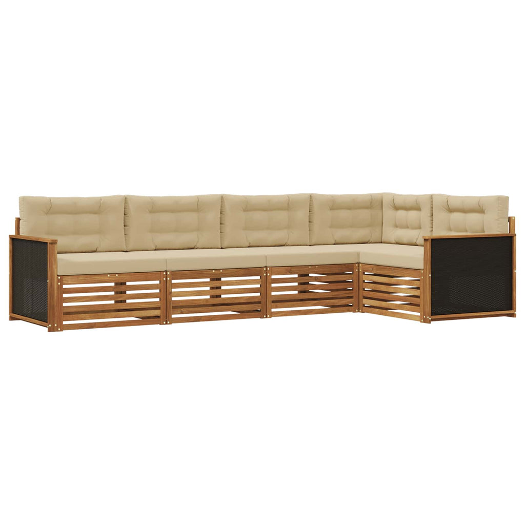 Conjunto de sofás de exterior 5 pcs Natural y Beige