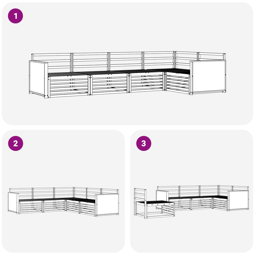 Conjunto de sofás de exterior 5 pcs Natural
