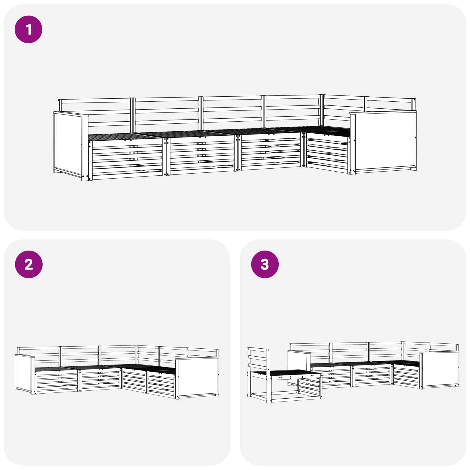 Conjunto de sofás de exterior 5 pcs Natural