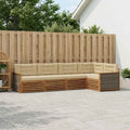 Conjunto de sofás de exterior con cojín 5 pcs Natural y Beige
