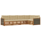 Conjunto de sofás de exterior con cojín 5 pcs Natural y Beige