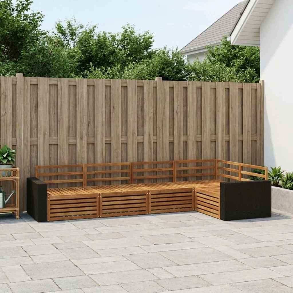Conjunto de sofás de exterior 5 pcs Natural