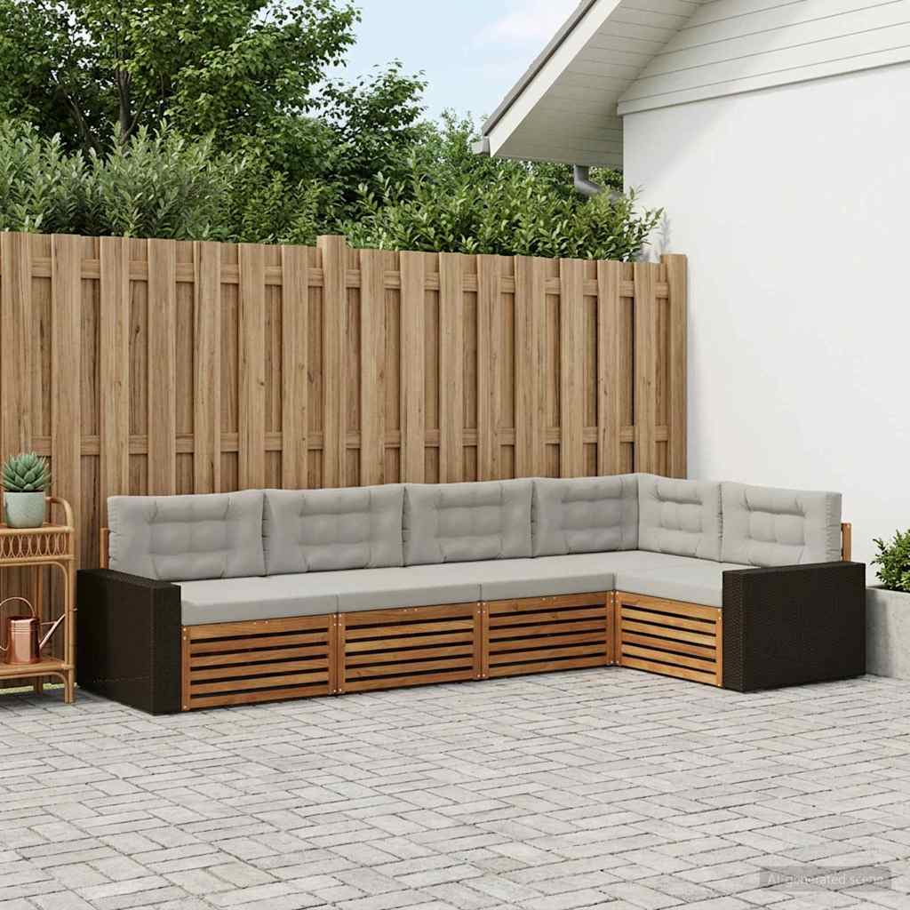 Conjunto de sofás de exterior 5 pcs Natural y Gris Claro