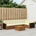 Conjunto de sofás de exterior 6 pcs Natural y Crema