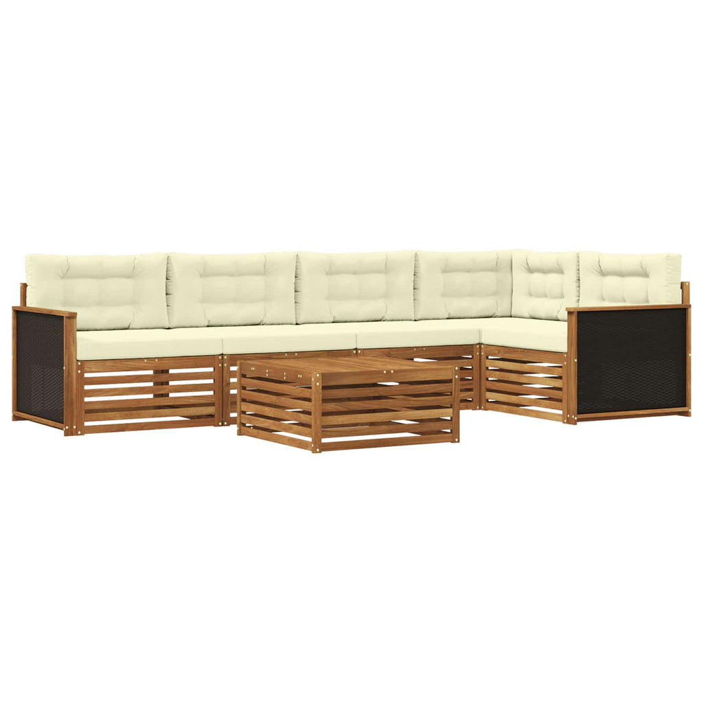 Conjunto de sofás de exterior 6 pcs Natural y Crema