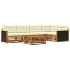 Conjunto de sofás de exterior 6 pcs Natural y Crema