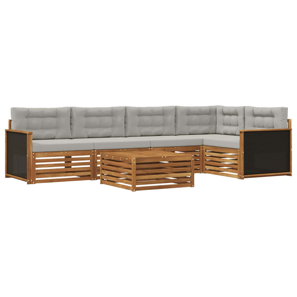 Conjunto de sofás de exterior 6 pcs Natural y Gris Claro