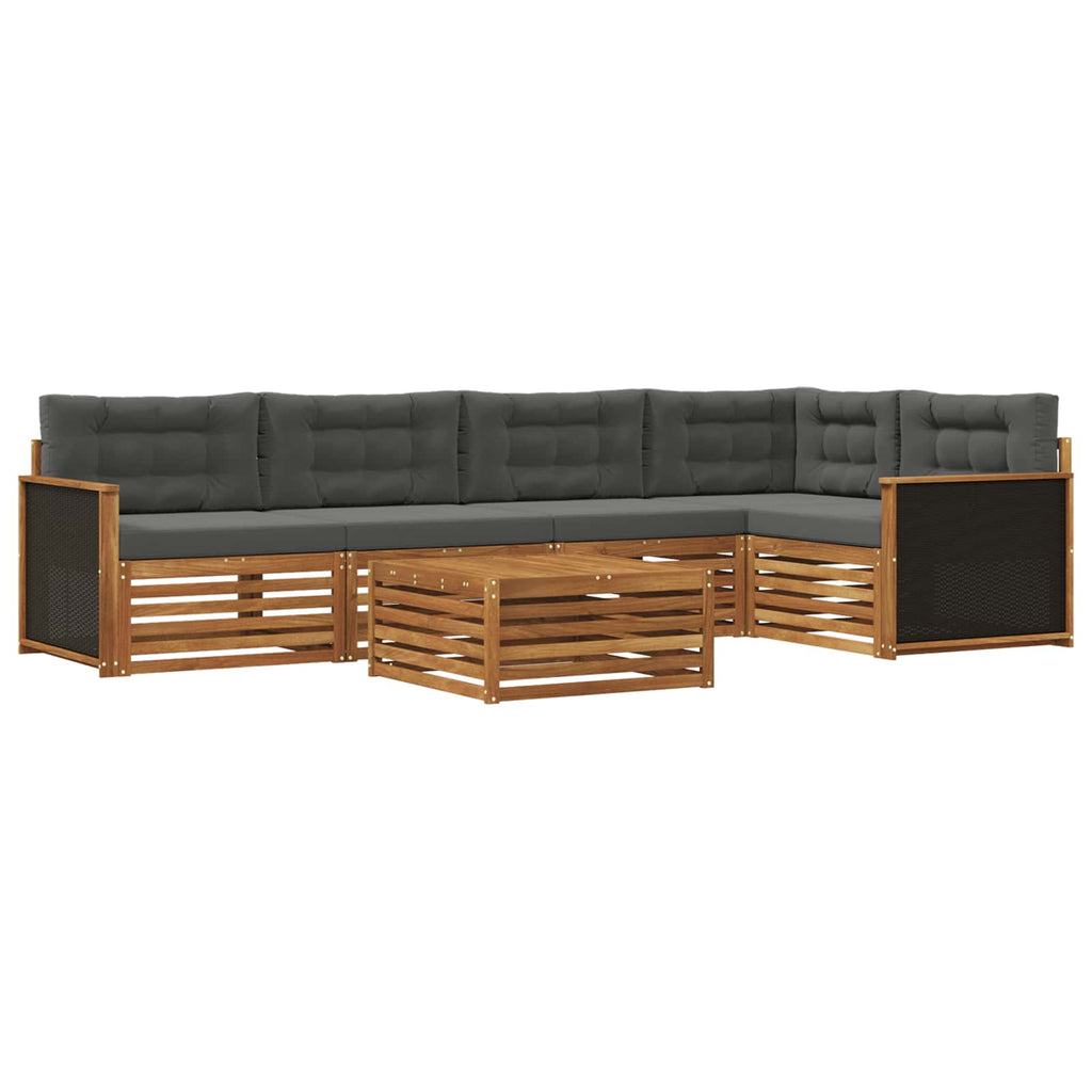Conjunto de sofás de exterior 6 pcs Natural y Antracita