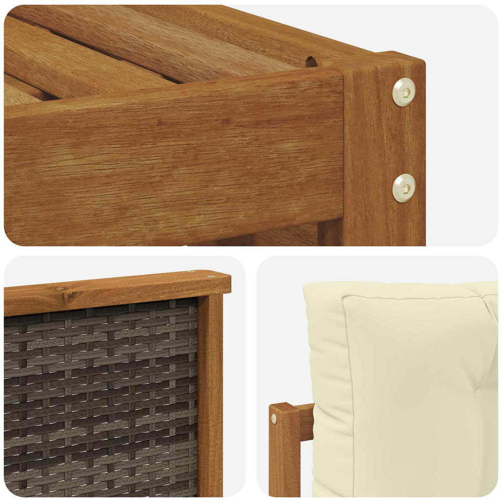 Conjunto de sofás de exterior con cojín 6 pcs Natural y Crema