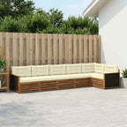 Conjunto de sofás de exterior 6 pcs Natural y Crema