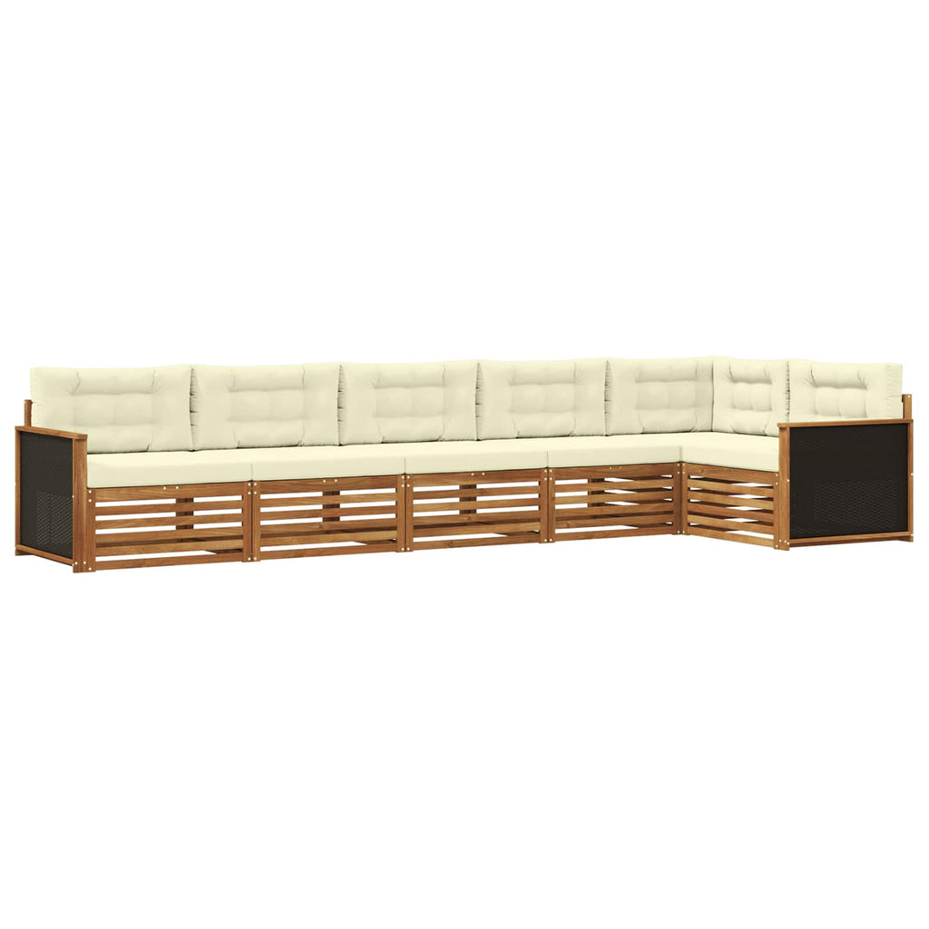 Conjunto de sofás de exterior 6 pcs Natural y Crema