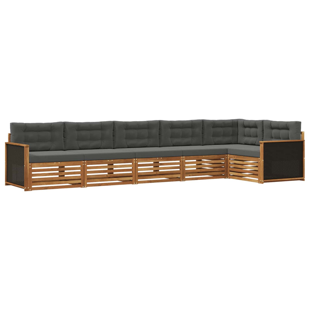 Conjunto de sofás de exterior 6 pcs Natural y Antracita