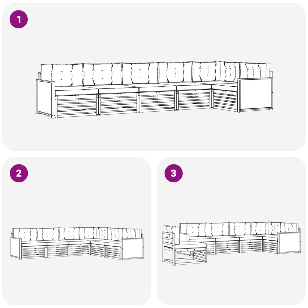 Conjunto de sofás de exterior 6 pcs Natural y Antracita