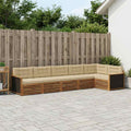 Conjunto de sofás de exterior 6 pcs Natural y Beige