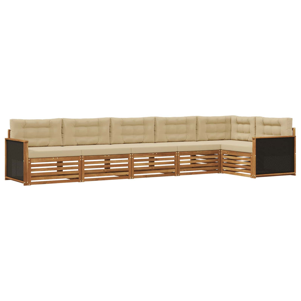 Conjunto de sofás de exterior 6 pcs Natural y Beige