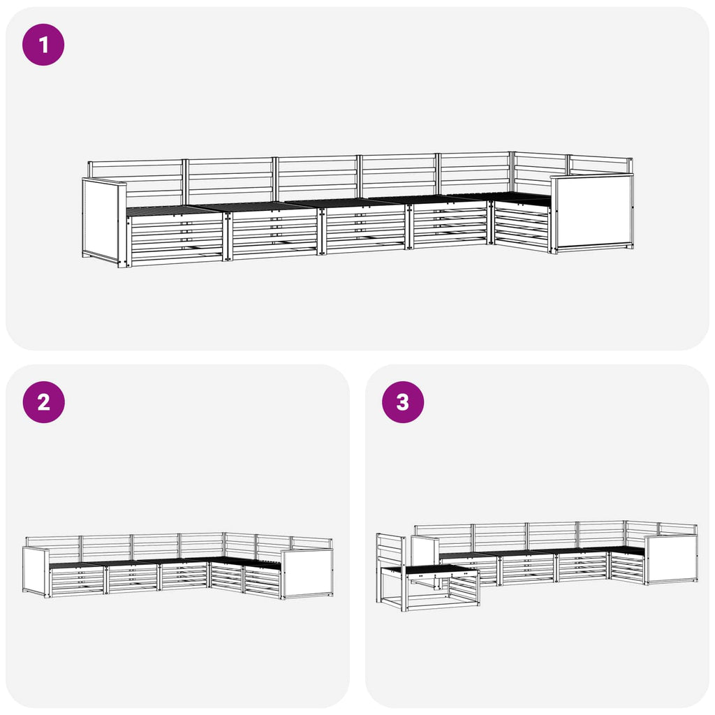 Conjunto de sofás de exterior 6 pcs Natural