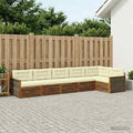 Conjunto de sofás de exterior con cojín 6 pcs Natural y Crema