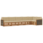Conjunto de sofás de exterior con cojín 6 pcs Natural y Beige