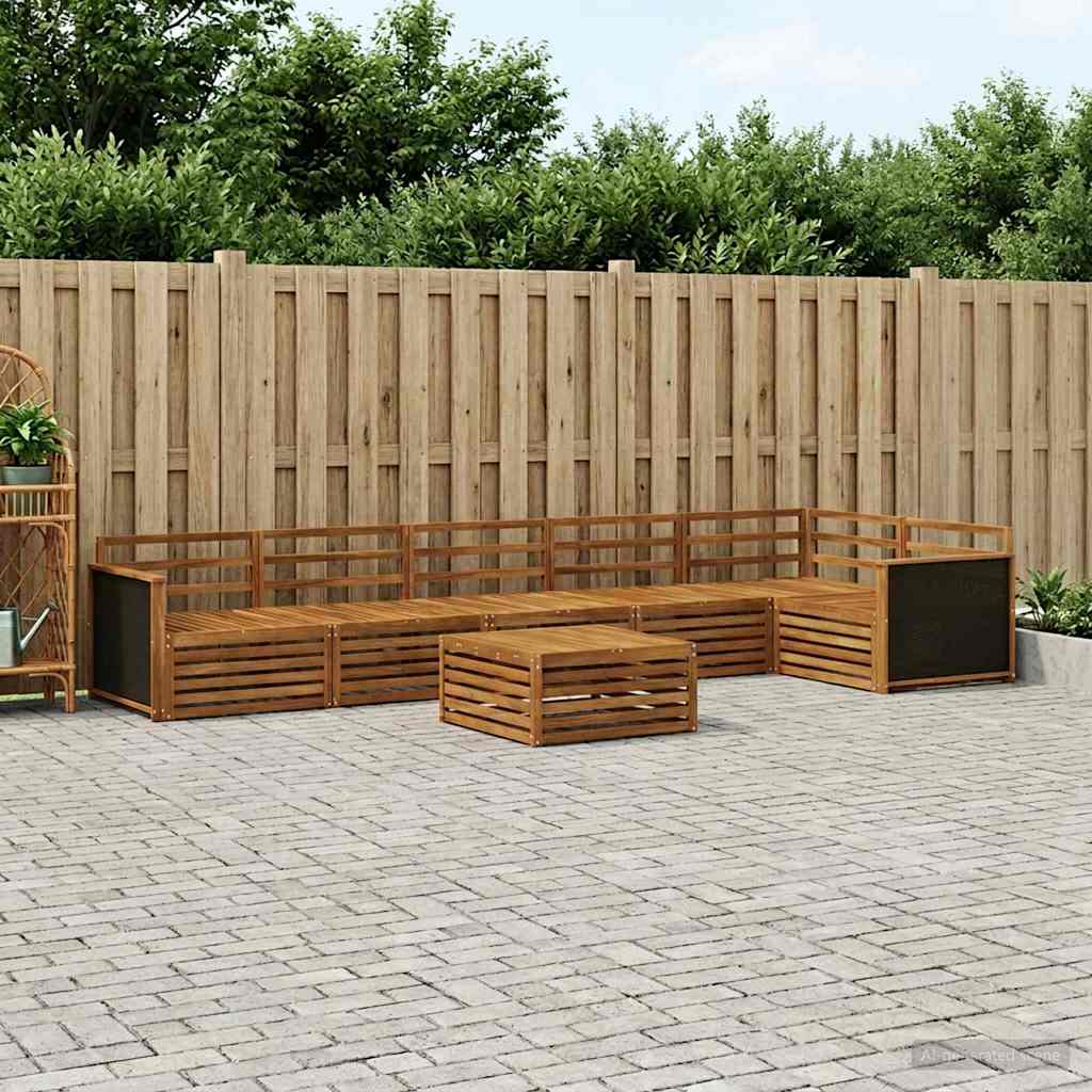 Conjunto de sofás de exterior 7 pcs Natural