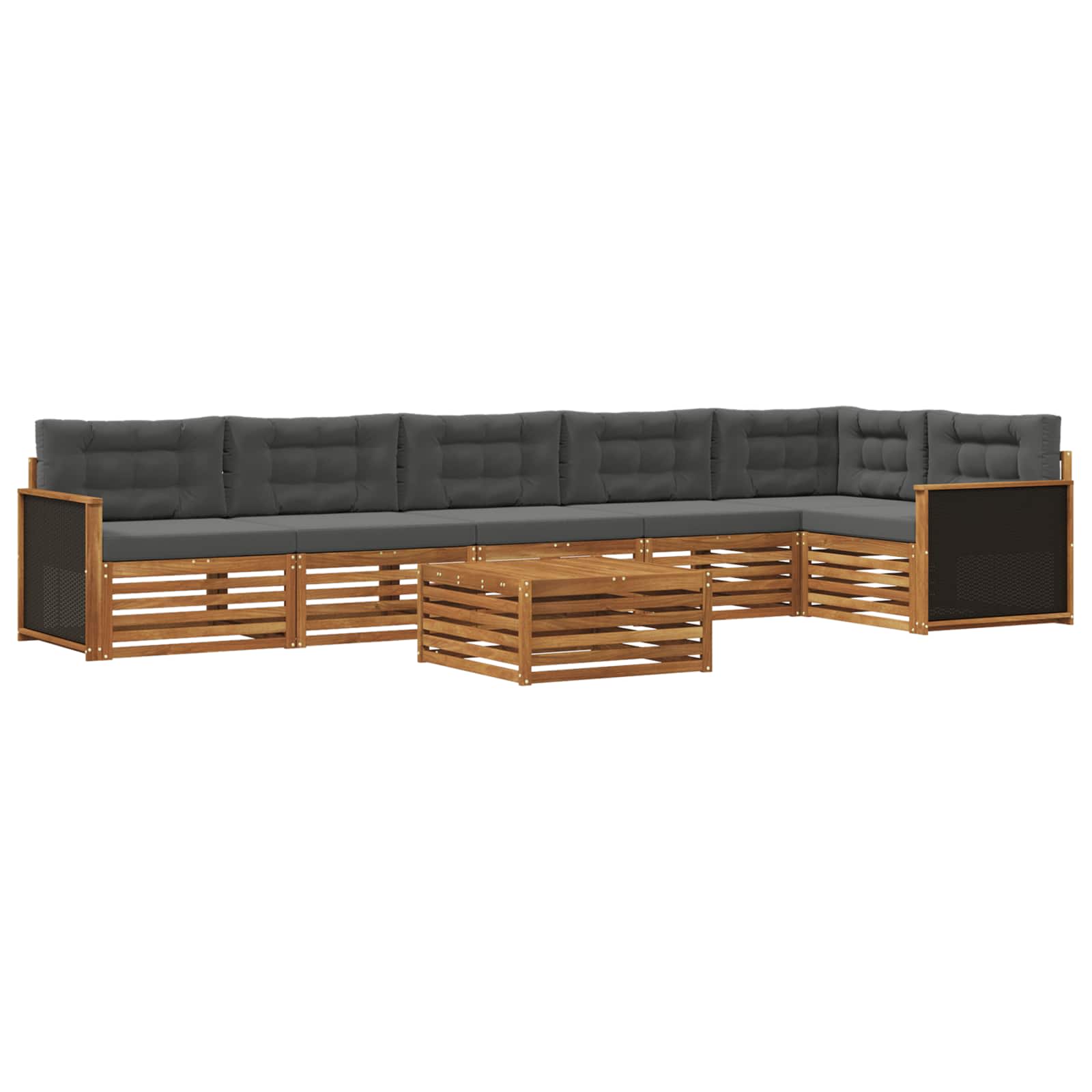 Conjunto de sofás de exterior 7 pcs Natural y Antracita