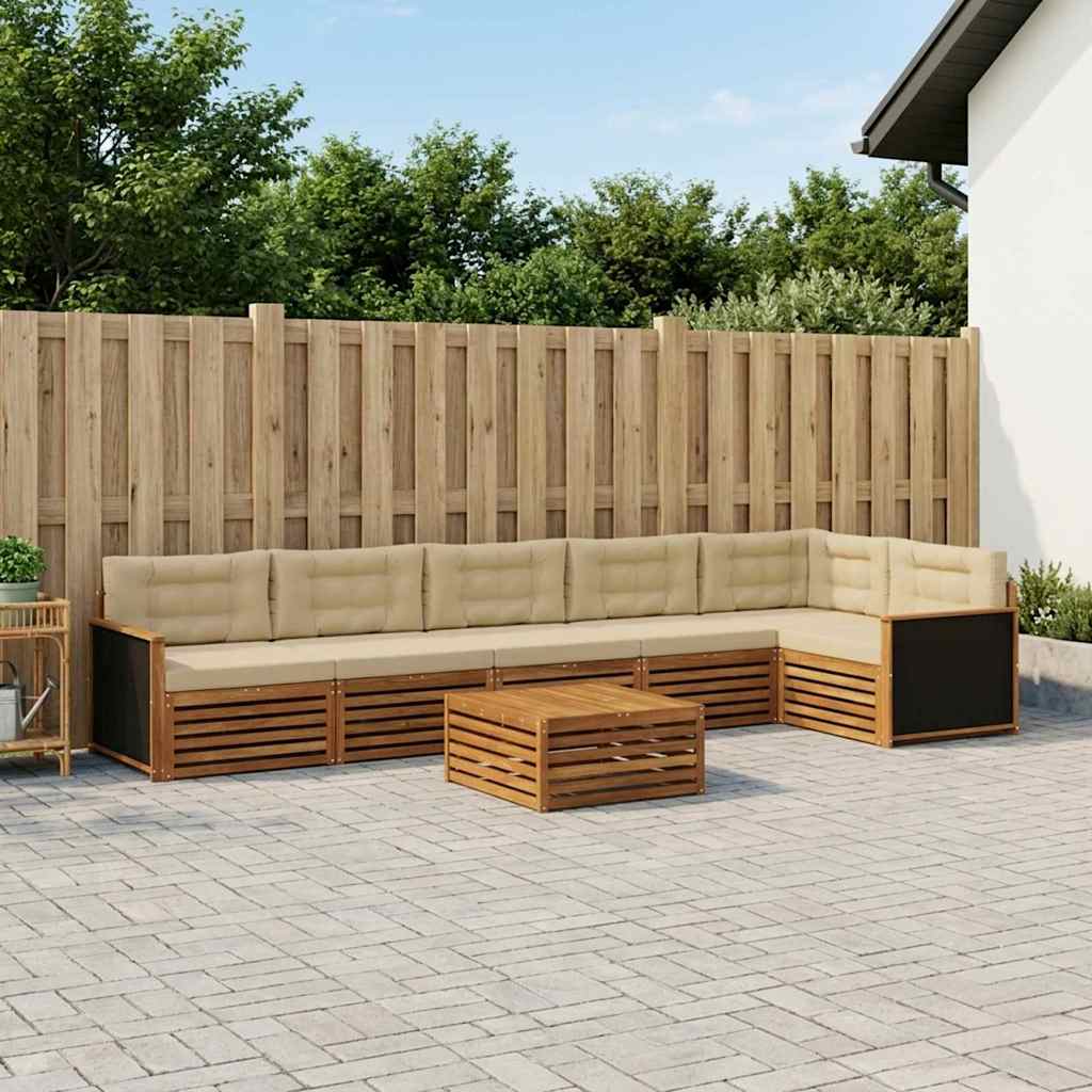 Conjunto de sofás de exterior 7 pcs Natural y Antracita