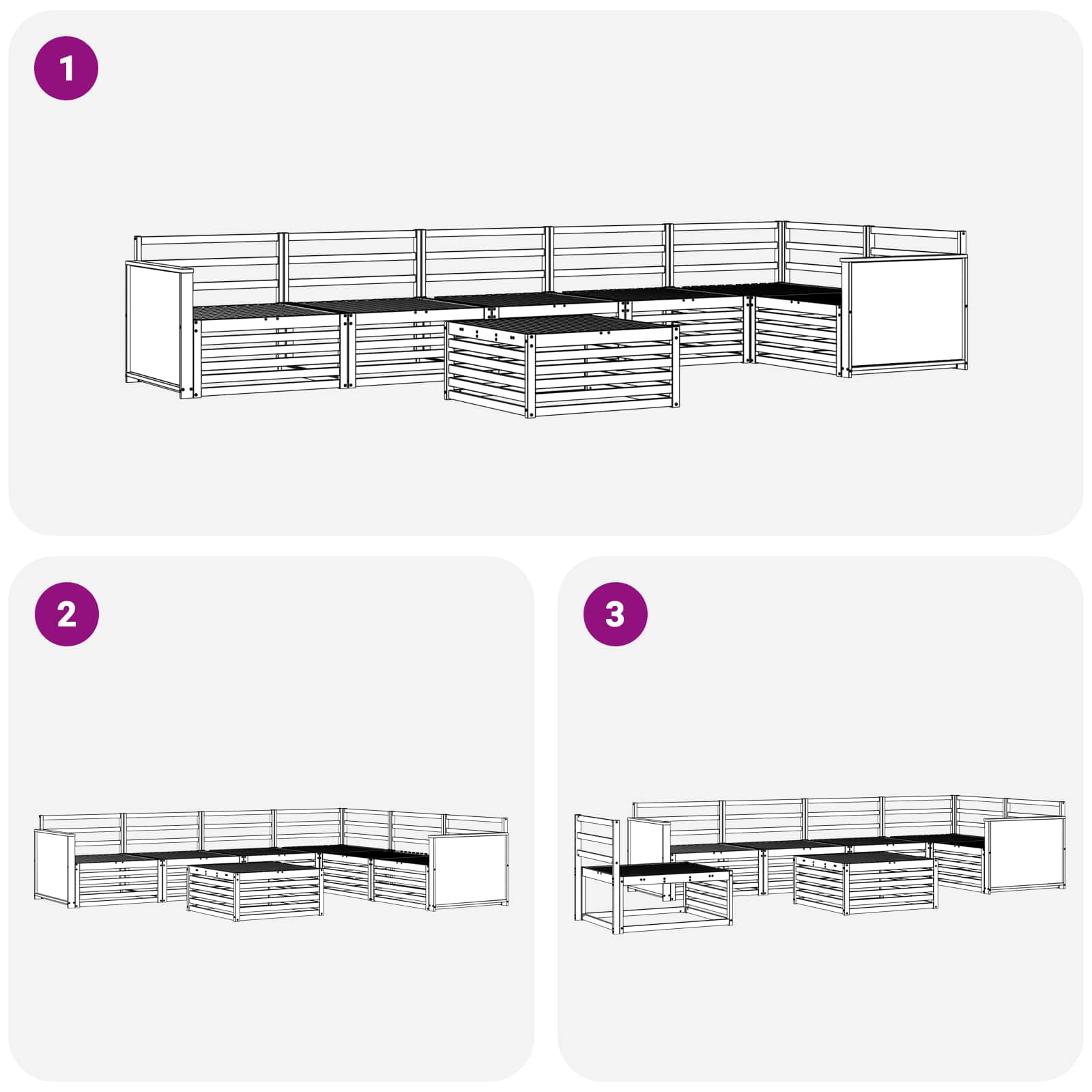 Conjunto de sofás de exterior 7 pcs Natural