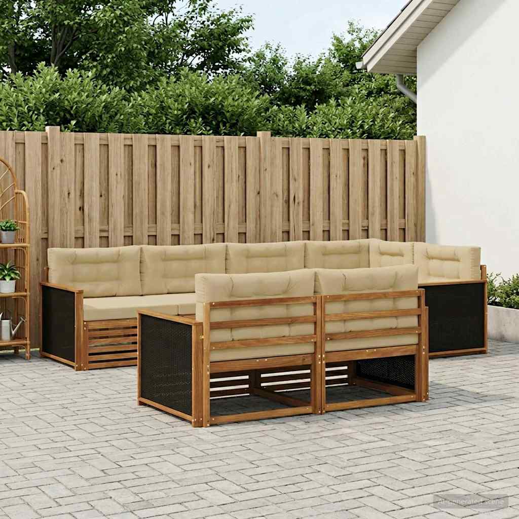 Conjunto de sofás de exterior con cojín 7 pcs