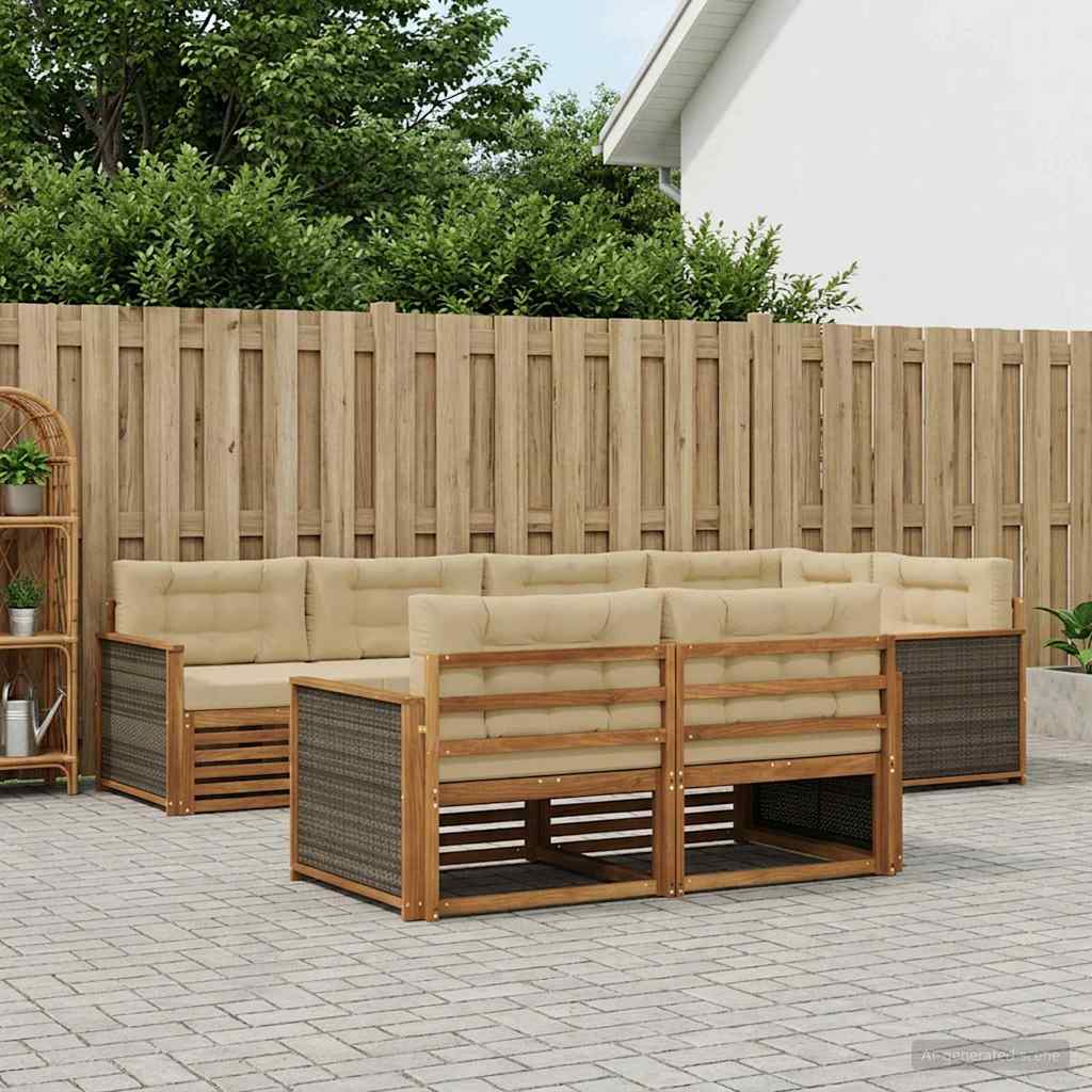 Conjunto de sofás de exterior con cojín 7 pcs