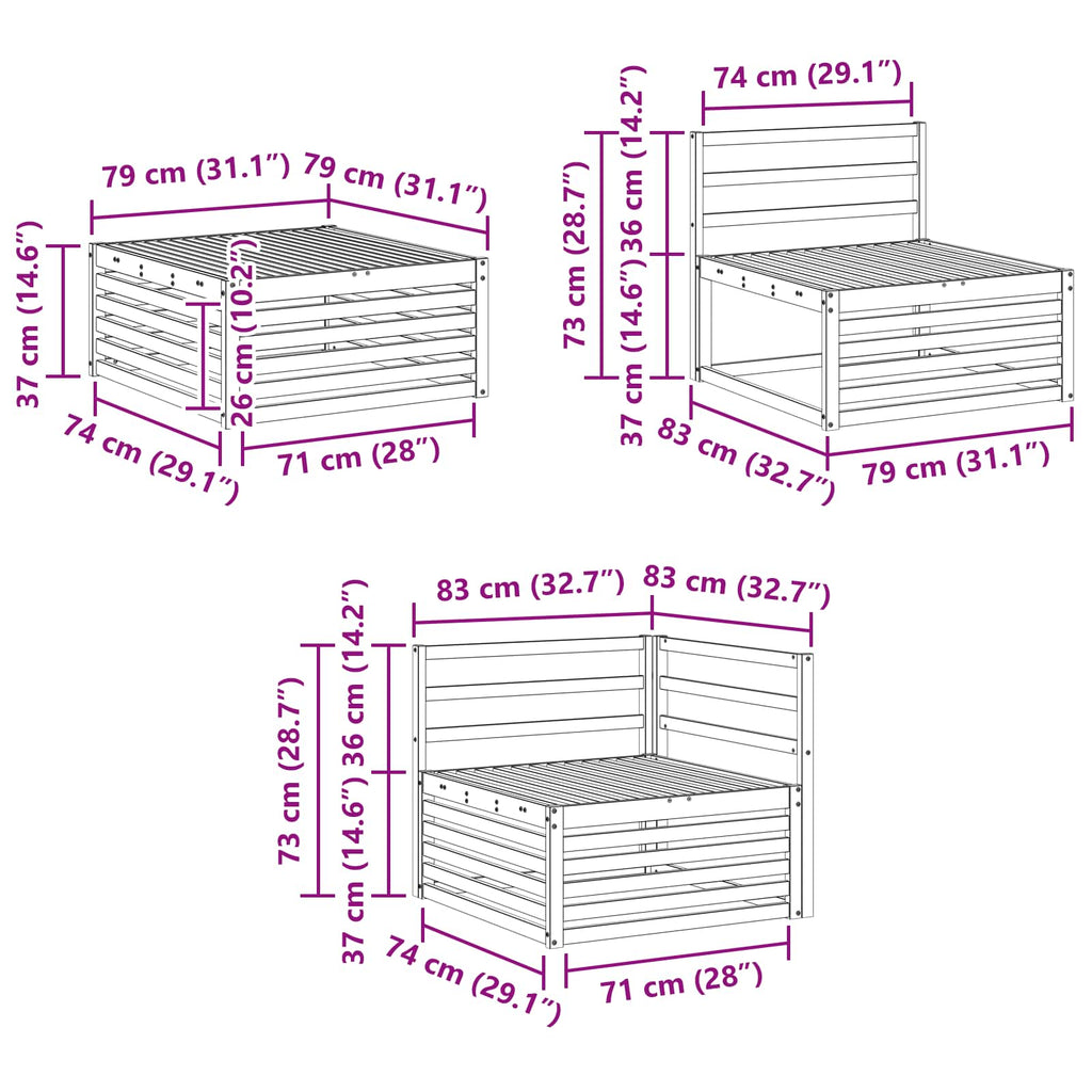 Conjunto de sofás de exterior 9 pcs