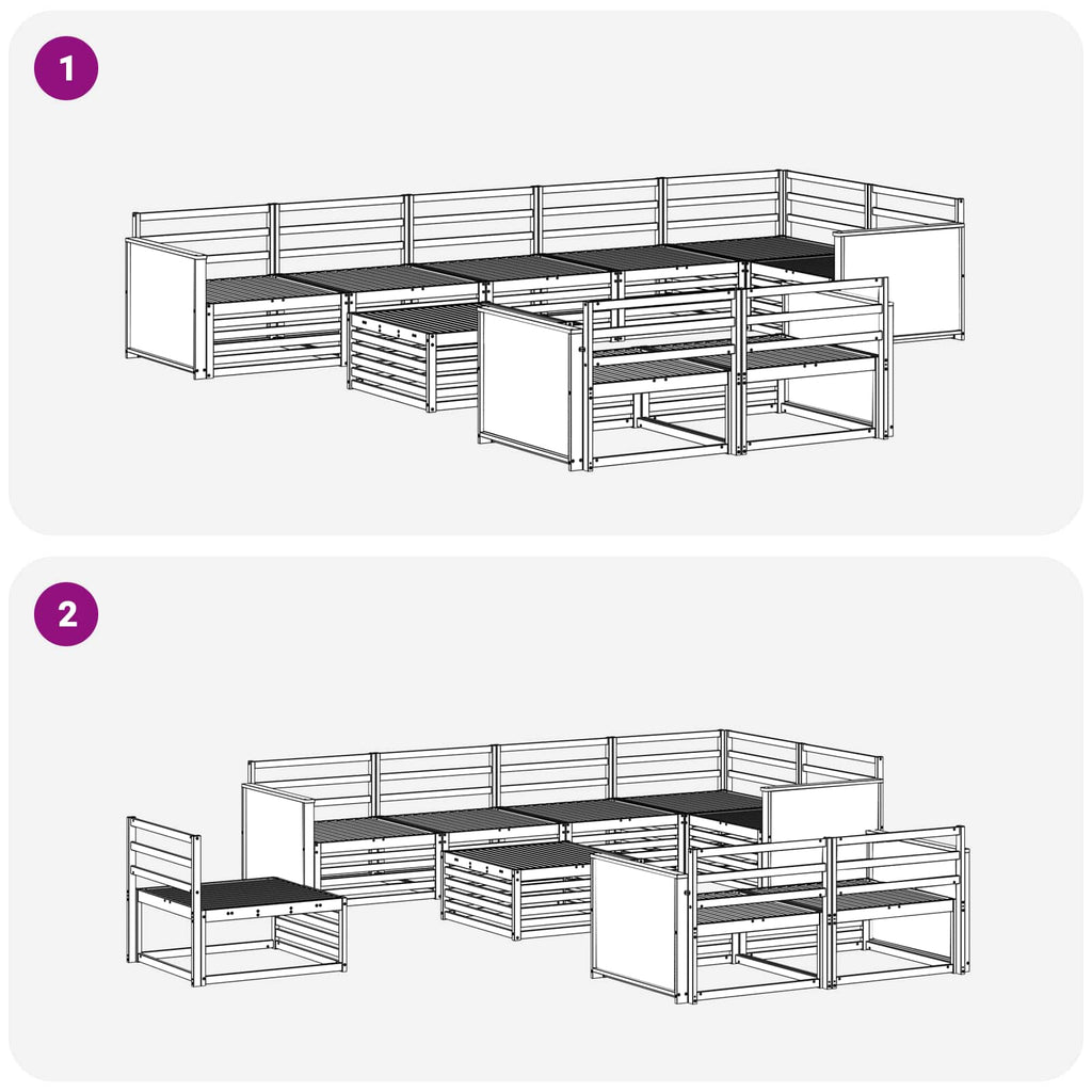 Conjunto de sofás de exterior 9 pcs