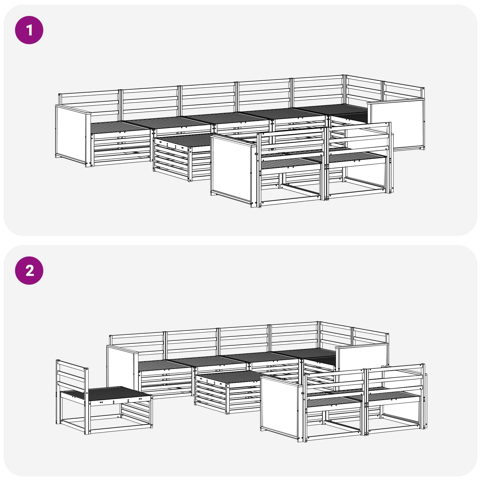 Conjunto de sofás de exterior 9 pcs