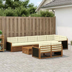 Conjunto de sofás de exterior con cojín 9 pcs
